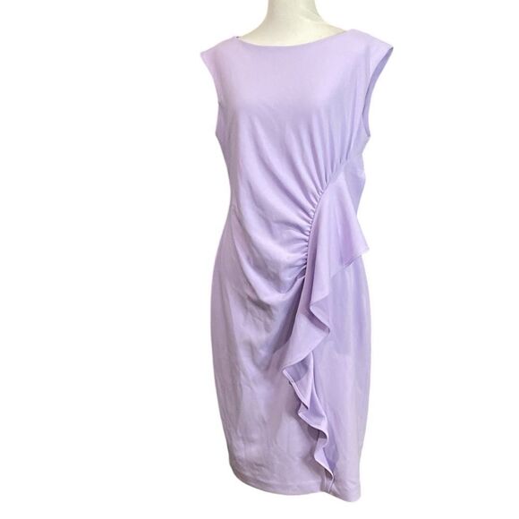 Calvin Klein Women's Ruffle-Trim Sheath Dress lavender - Picture 2 of 13